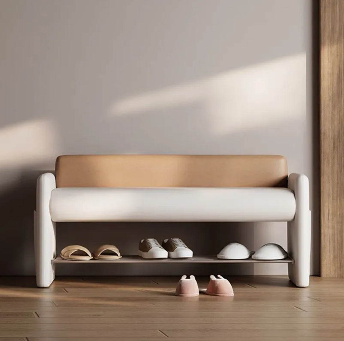 رف احذية مع مقعد مريح