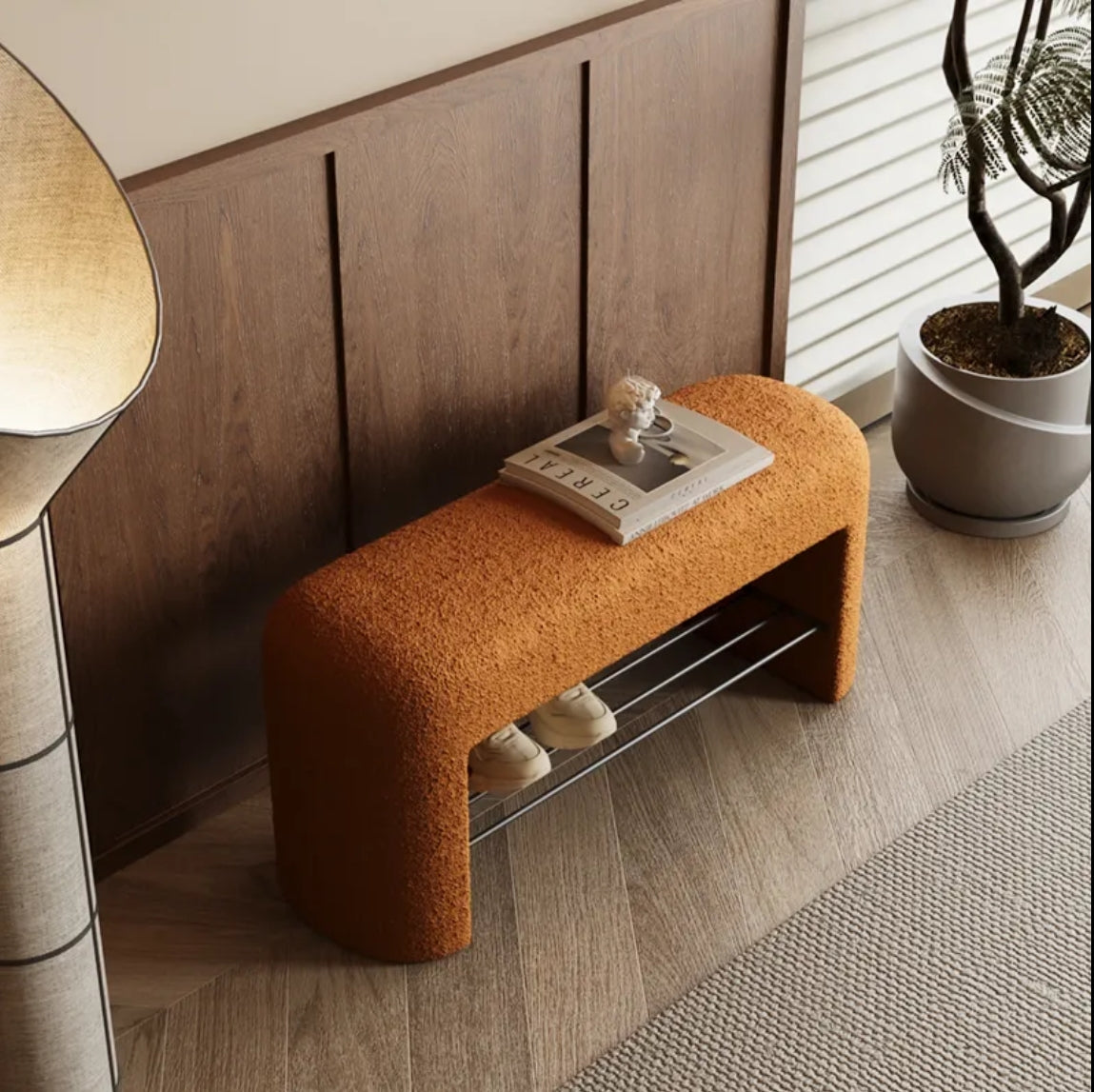 رف للأحذية مع مقعد للجلوس