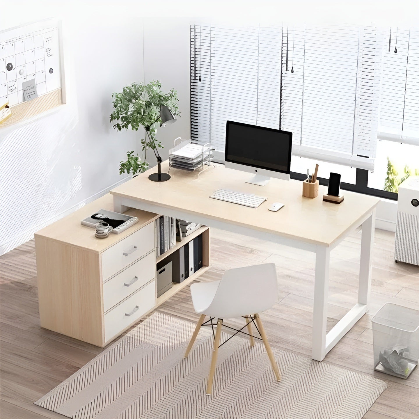 مكتب زاوية مزود بوحدة ادراج