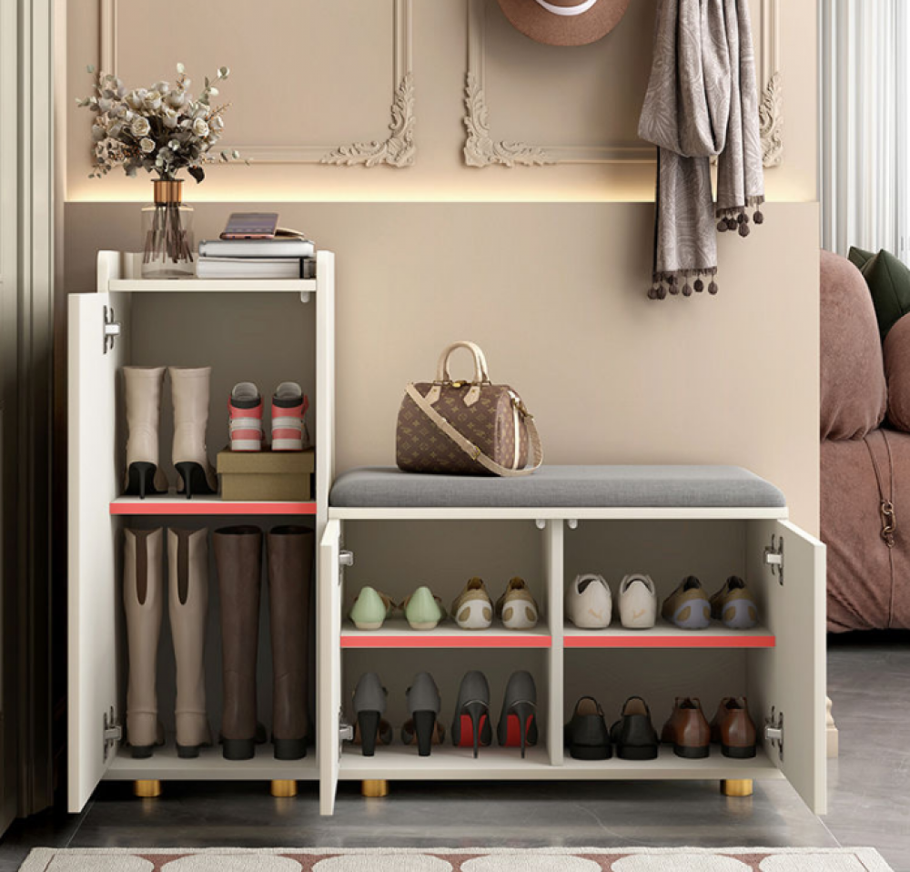 خزينة احذية مع مقعد بتصميم حديث