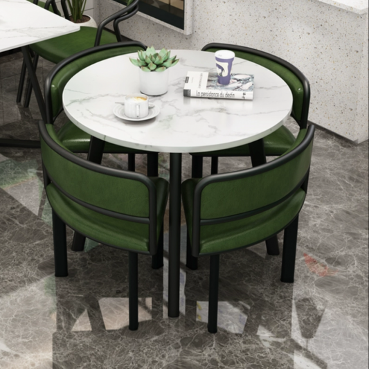 طاولة طعام معدنية بأربع كراسي حديثة