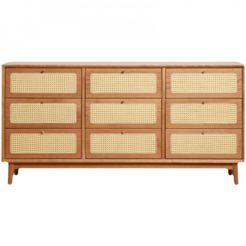 خزانة خشبية بادراج خيزران