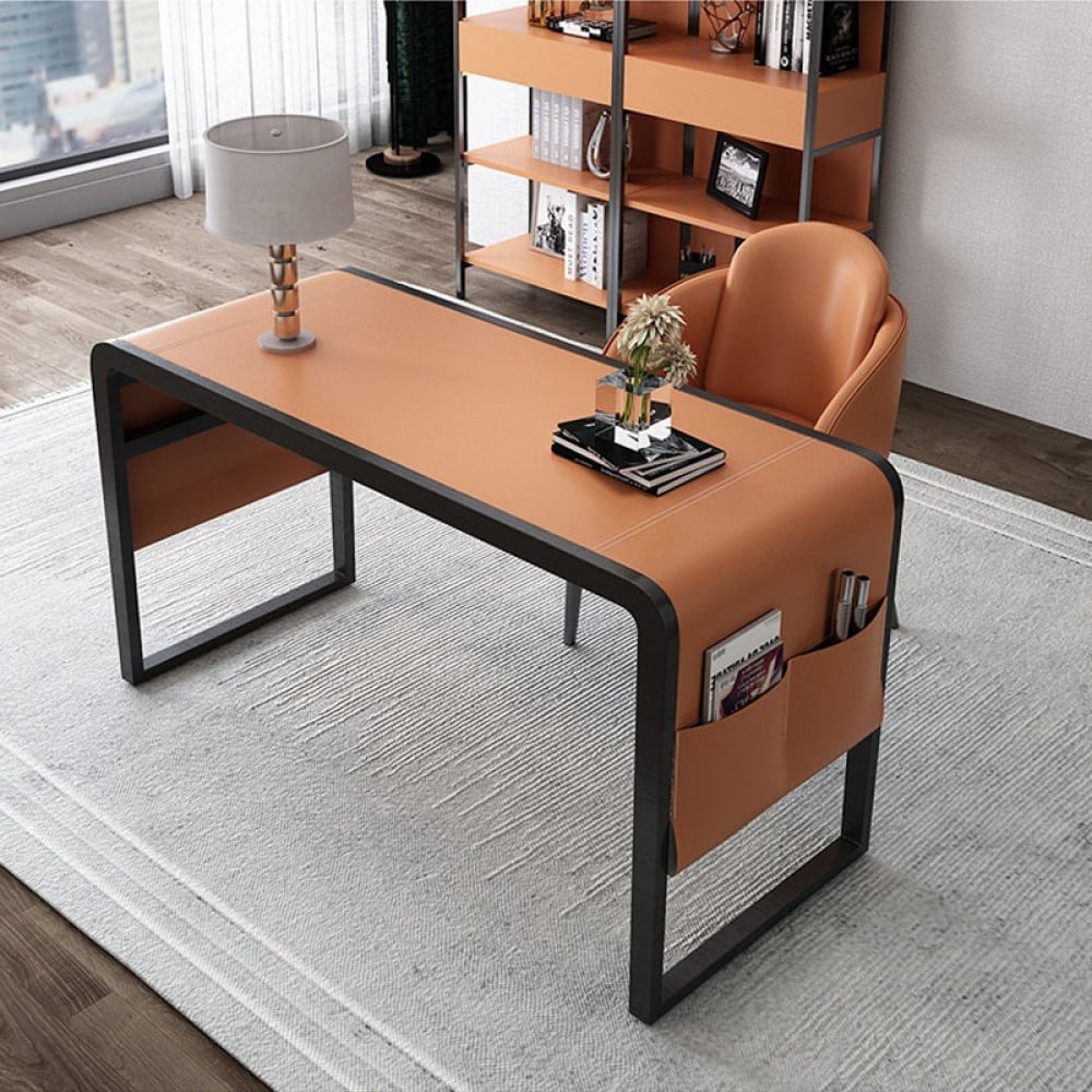 مكتب معدني بإطار جلد فاخر