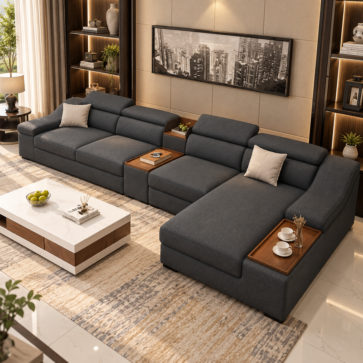كنب حرف ال  L بتصميم راقي