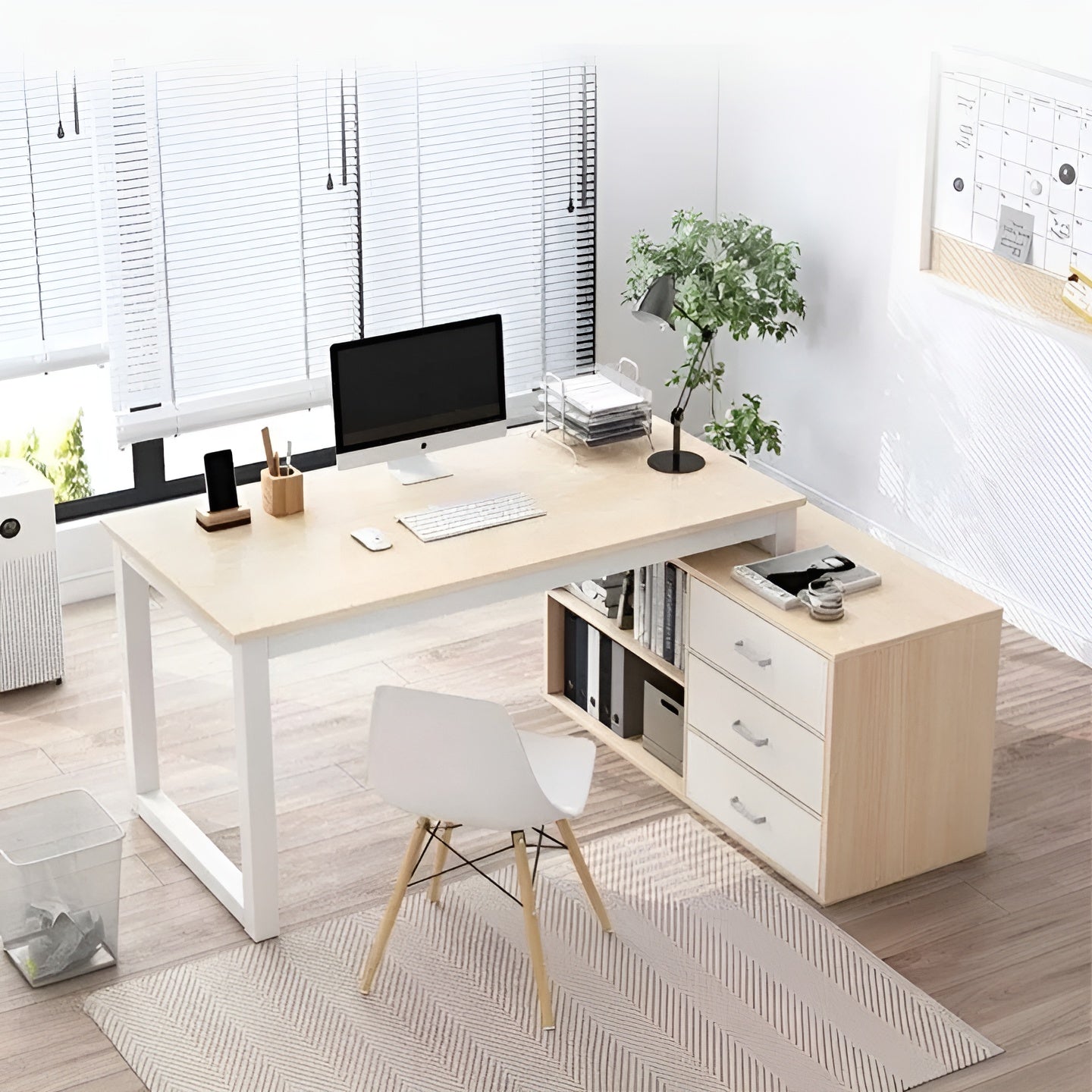 مكتب زاوية مزود بوحدة ادراج